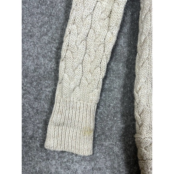 Zara Chunky Cable Knit Button Up Wool Acrylic Sweater Womens Small Pockets Beige - Picture 11 of 13